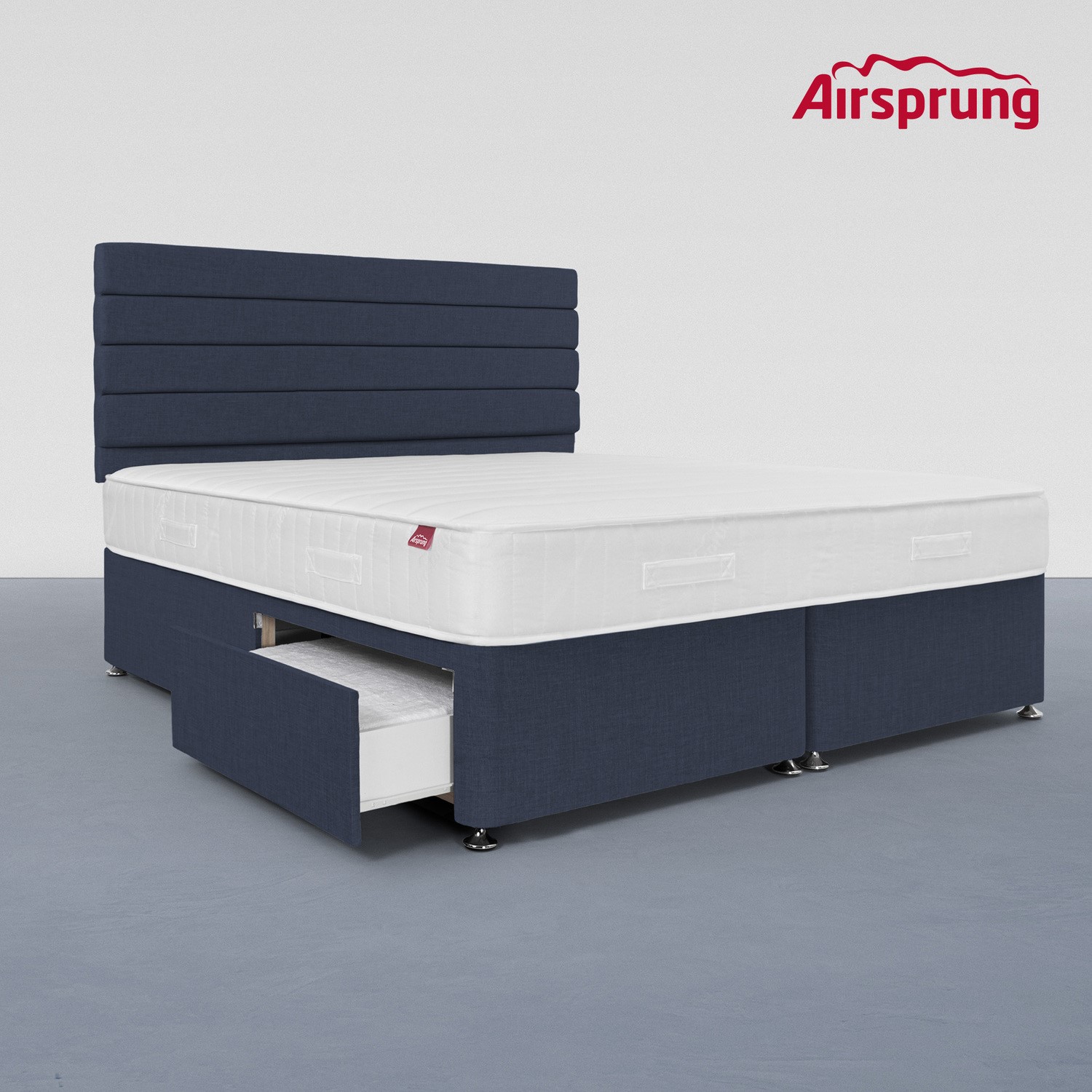 Read more about Airsprung super king 2 drawer divan bed with comfort mattress midnight blue